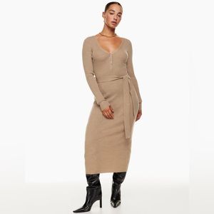 Aritzia Bavarian Tan Henley Sweater Dress